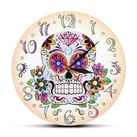 Horloge Tête de Mort Crâne Mexicain sans cadre