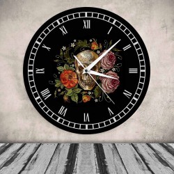 Horloge Vintage Crâne Mexicain Fleuri