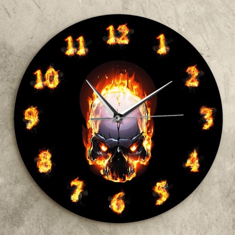 Horloge Tête de Mort Crâne en Feu Ghost Rider