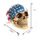 Crâne Décoratif en résine Bandana Drapeau américain Biker USA dimensions
