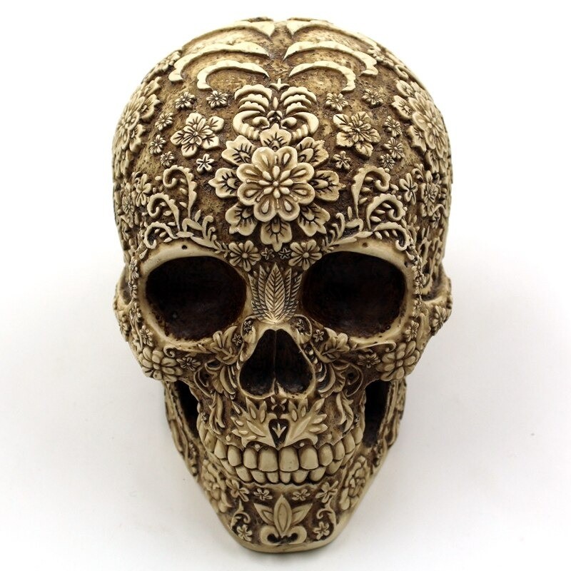 Modèle De Crâne-Tête De Mort Humain Taille Réelle, Décoration De Squelette  En Résine, Décorations D'Halloween Pour La Maison[u5426]