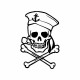 Autocollant Sticker voiture Tête de Mort Pirate Crâne de marin noir