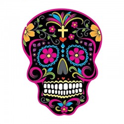 Autocollant de voiture réfléchissant Sticker Motif Crâne En Sucre Mexicain Coloré 13cm x 10cm