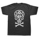 T-shirt motif tête de mort vélo manches courtes col rond noir