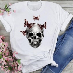 Tee shirt Femme tête de mort avec papillon - modèle 2