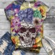T-Shirt pour femmes motifs tête de mort colorés et fleuri model 2