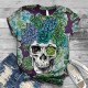 T-Shirt pour femmes motifs tête de mort colorés et fleuri model 4