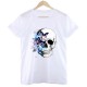 T-shirt femme motif papillon et crâne multiples motifs model 3 blanc