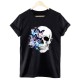 T-shirt femme motif papillon et crâne multiples motifs model 3 noirc