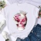 Magnifique T-Shirt à imprimé de crâne avec roses rouges pour femme modele 6