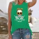 T-shirt col Femme haut sans manches motif tête de mort et inscription I Do What I Want vert