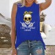 T-shirt col Femme haut sans manches motif tête de mort et inscription I Do What I Want bleu