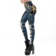 Leggings taille haute motif tête de mort Steampunk pour femme - modèle 1 coté
