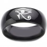 Bague œil d'horus amulette égyptien en acier inoxydable de couleur noir