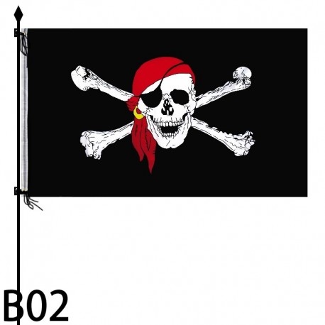 Drapeau de Pirate 90x154cm en Polyester avec œillets en laiton - modèle 1