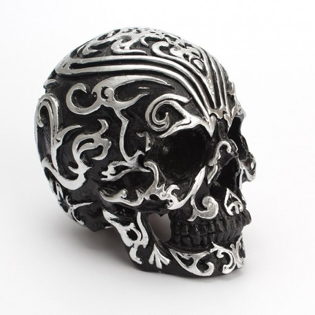 Crâne Grande Tête de mort décoration avec effet Sculpture bois en résine modèle 1