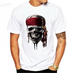 T-shirt de Pirate Jolly rogers à manches courtes et col rond homme blanc