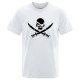 T-shirt de Pirates Logo Jolly rogers moderne à manches courtes et col rond Blanc
