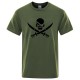 T-shirt de Pirates Logo Jolly rogers moderne à manches courtes et col rond Kaki