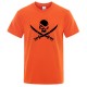 T-shirt de Pirates Logo Jolly rogers moderne à manches courtes et col rond Orange