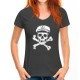 T-shirt de Pirates Vieux Marin Pirate à manches courtes et col rond femme Gris