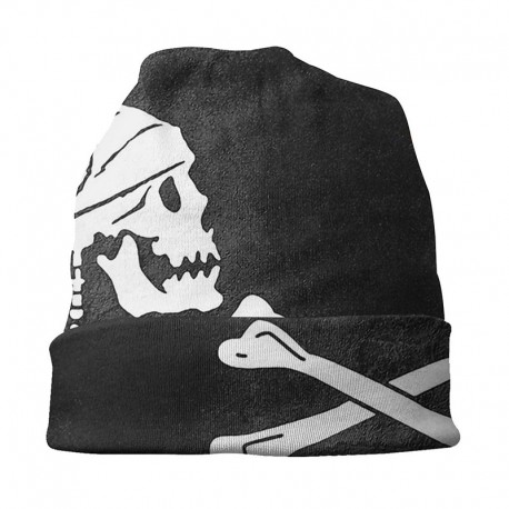 Bonnet tête de mort motif pirate Jolly Rogers vue avec pliage