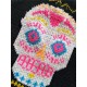 Bonnet tête de mort tricoté en laine avec motif crâne Santa Muerte vue trico