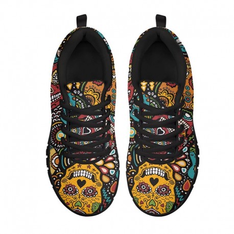 Chaussure tête de mort baskets classiques à lacets Santa Muerte unisexe vue dessus