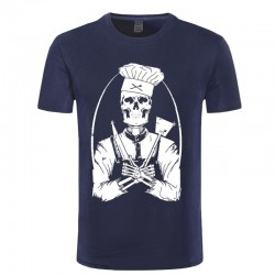 Tshirt tête de mort Chef Cuisiner - couleur bleu marine