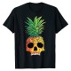 Tshirt tête de mort avec imprimé crâne crète ananas punk plage - couleur noir