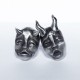 Boucles d'oreilles tête de mort gothiques en forme de crâne démon pour hommes et femmes - en argent plaqué