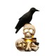 Lampe tête de mort gothique avec 2 crânes et osements avec corbeau produit