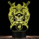 Lampe 3D tête de mort Crâne de guerrier de samouraï - couleur jaune