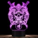 Lampe 3D tête de mort Crâne de guerrier de samouraï - couleur violet