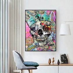 Poster tête de mort crâne Pop Art en situation