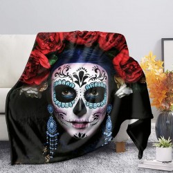 Plaid tête de mort Santa Muerte colorés et design - modèle 1