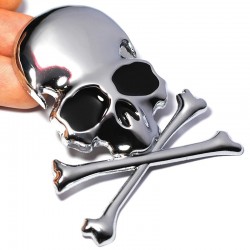 Autocollant tête de mort crâne squelette - pour voiture en métal 3D 