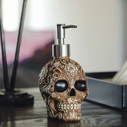 Distributeur de savon liquide en forme de tête de mort en résine rechargeable