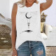 T-shirt Tête de mort squelette balancoire lune pour femmes blanc