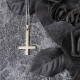 Croix anti christ en acier inoxydable avec collier noir - modèle 2