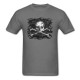 T-shirt Tête de mort Vieux crâne et ossements Pirate Hackers - couleur gris