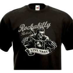T-shirt Tête de Mort noir "Live Fast"