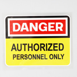 Autocollant PVC - Danger de MORT avec symbole Personnel autorisé - 12.3 cm x 9.2 cm